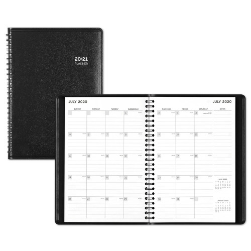 Customized FSC Hardcover Black PU Leather Monthly Agenda Journal Planner And Notebook