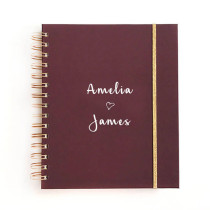 OEM Private Label Burgundy Spiral Hardcover Notebook Wedding Planner Agenda Book