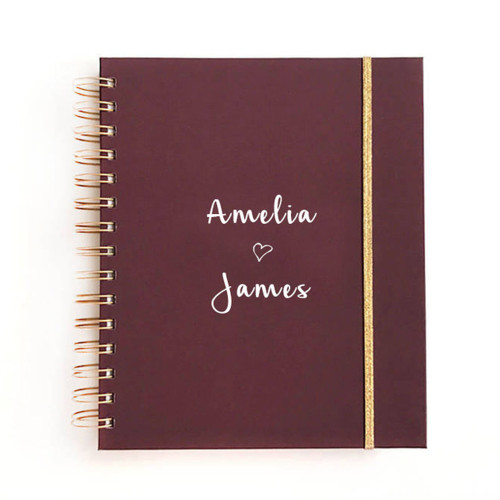 OEM Private Label Burgundy Spiral Hardcover Notebook Wedding Planner Agenda Book