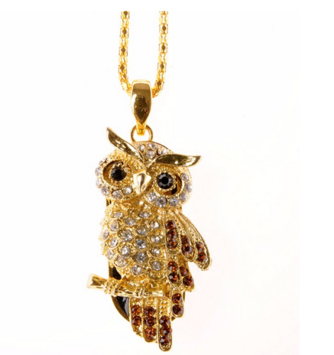 metal and crystal owl usb flash drive