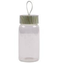 Hot sale travel empty 320ml portable outdoor clear glass tea water bottle with lid
