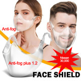 Transparent face mask for food service anti fashion clear plastic transparent safety fog kitchen pc face shield mask
