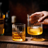 Wholesale new design 250ml 400ml classical cocktail glass bar special glass striped whiskey glass