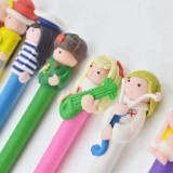 Promotional plastic funny doll head cute ballpoint pen