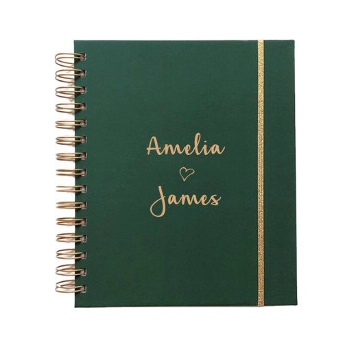 Customised Green Color Spiral Hardcover Notebook Wedding Planner Agenda Book
