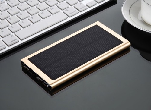 Super slim 10000 mah slivery pink golden solar power bank with dual USB charger battery