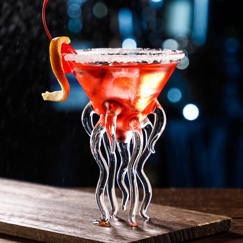 Wholesale custom dried octopus wine glass wine glass creative jellyfish smoked molecular cocktail  glass
