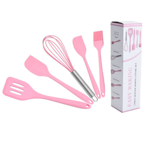 BPA Free 100% Food Grade 5pcs Silicone Kitchen Utensils Set