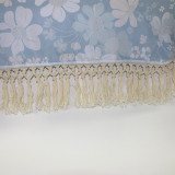 Luxury Tassel Promotional Eco Friendly Fabric Cotton Custom Logo Woodeb Pole Beach Umbrella With Tassel White