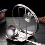 304 Stainless Steel Spoon Rest Pot Lid Holder Kitchen Tool Organizer Storage