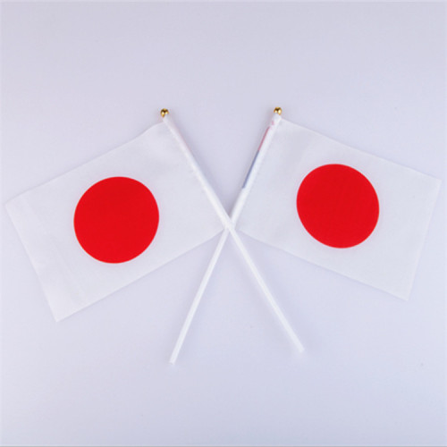 Japan flag with flagpole 14*21cm polyester double-sided patterned custom hand flag