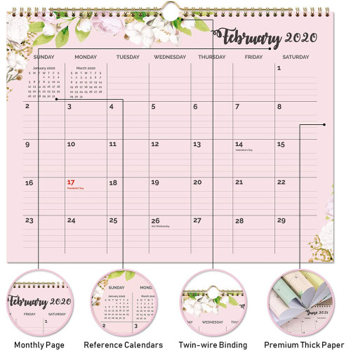 Custom Printing 2021-2022 Sprial 18 Monthly Wall Calendar Planner