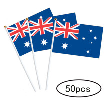 Australia flag with plastic flagpole custom 14*21cm polyester hand flag