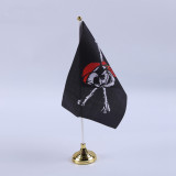 Custom in bulk mini national pirate top table flag stand set wholesale