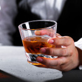 Wholesale thick-soled classical cocktail glasses lead-free glass twill wine glasses rock engraved whisky glasses