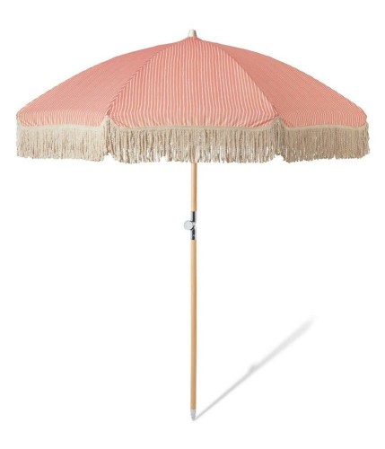 OEM Vintage style large beach umbrella with tassels fringes floral beach umbrella with tassel