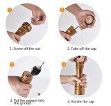 8 inch Adjustable Wooden Salt and Pepper Grinder Ceramic Mill Hand Shaker Spice Grinders