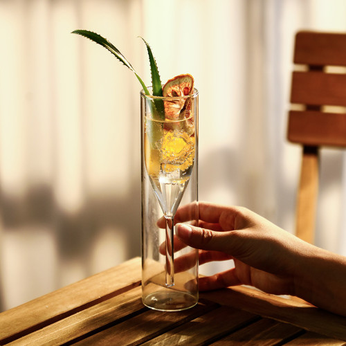 Creative transparent double champagne glass red wine glass bar bubble cocktail glass