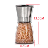 Salt and Pepper Grinder Mill Set Salt and Pepper Shakers Brushed Stainless Steel Glass Body