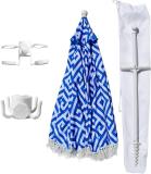 Promotional Custom Portable Parasol Print Beach Umbrella With Tassel
