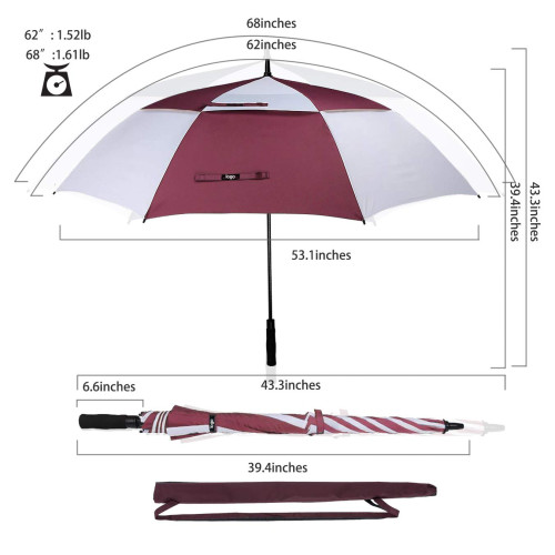 Promotional windproof double layer golf umbrella with logo printing