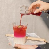 Restaurant simple striped heat-resistant water cup coffee milk juice glass cocktail glass