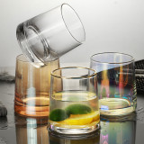 Wholesale colorful handmade Whiskey Glass Crystal Wine Glass  Threaded Bottom Juice Drinking Glass
