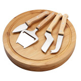 Bamboo Round Swivel Meat Platter Personalized Tray Cheese Board and Knife Set