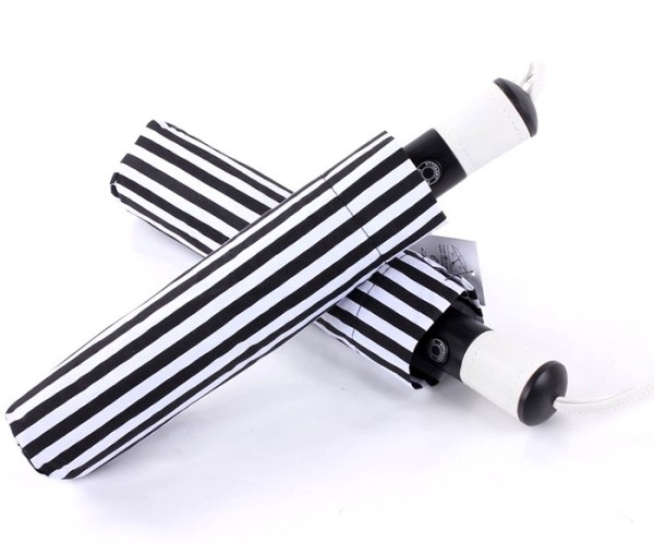 Zebra black and white automatic 21 inch 3 folding umbrella