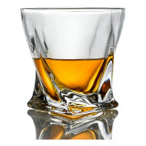 Wholesale 300ml unique rock crystal glass shaped twisted whisky glass