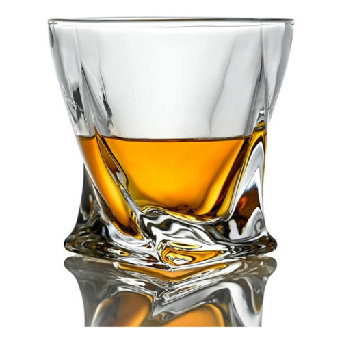 Wholesale 300ml unique rock crystal glass shaped twisted whisky glass