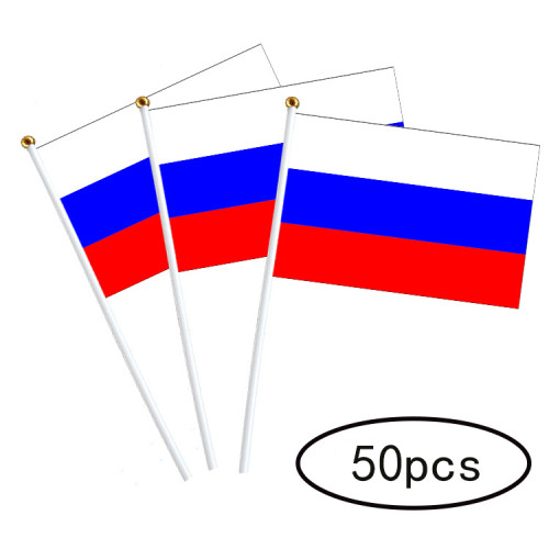 Russia national flag 14*21cm polyester double-sided printing hand flag wholesale