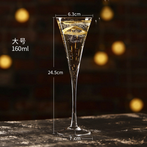 Hand-blown lead-free crystal glass champagne glass V shaped cocktail glass suppliers accept customized logos