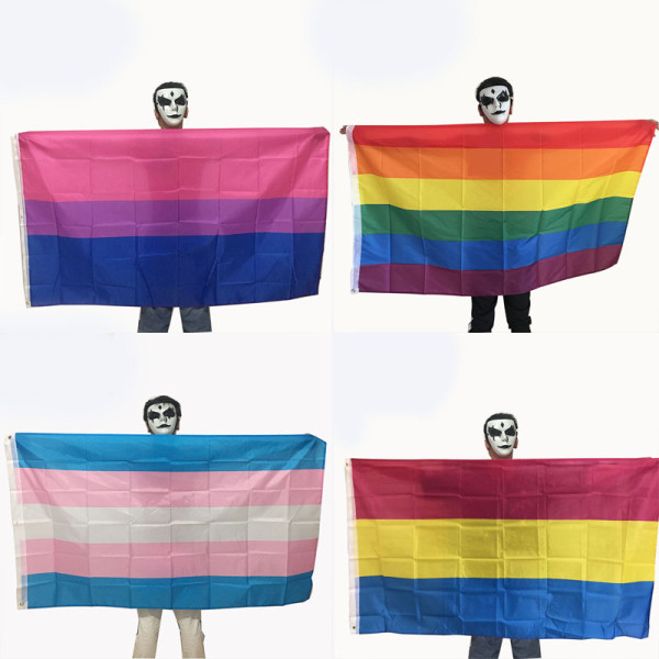 Customized 3*5ft polyester flag screen printing rainbow tricolor Queer flag