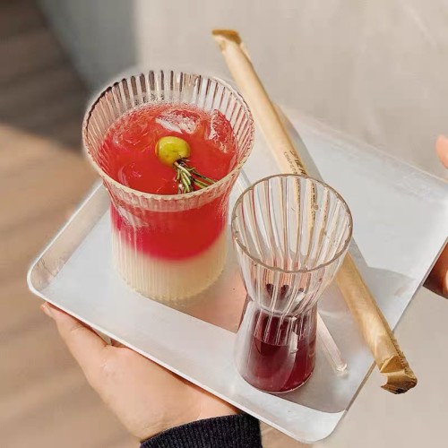 Restaurant simple striped heat-resistant water cup coffee milk juice glass cocktail glass