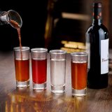 Custom Logo Bullet Shaped  Wine Glass Straight Cocktail Glass Heavy Base 2oz Tequila Shot Glass