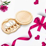 Wholesale Bamboo Round Rubber Wood Cheese Board and Knife Set