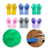 Cleaning Sponge Gloves, Dishwashing Gloves, Silicone Reusable Cleaning Brush Heat Resistant Scrubber Gloves for Housework