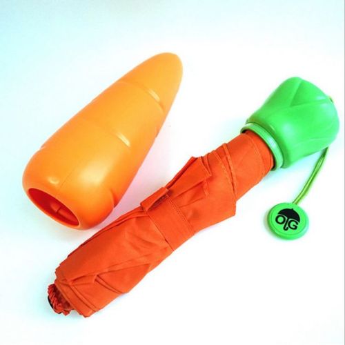 Mini Pocket White 5 Fold Umbrella Portable Small Custom Waterproof Fruit  Bumbershoot Banana Carrot Shaped Fruit  Umbrella