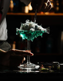 Creative puffer fish shape tall wine glass with thorn fish-shaped glass smoked molecule bar cocktail glass