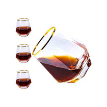 unique hexagon round whisky hexagon glass whiskey tumbler geometric whiskey glass