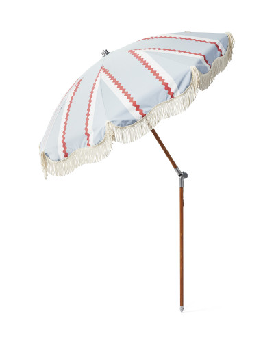 Design Custom umbrella UV protecting Wooden Big Beach Umbrella With Tassels
