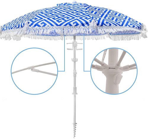 Portable Beach and Sports Beach Umbrella Seaside Umbrella for Sand Beach Umbrella