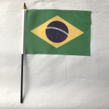 Brazil national flag with flagpole 14*21cm polyester double side Football racing hand flag