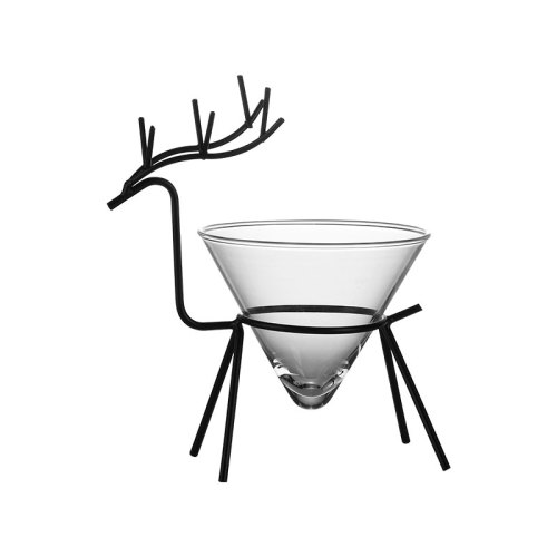 Custom creative with deer shape stainless steel shelf drinking water glass whiskey glass bar cocktail glass