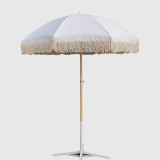 Luxury 200cm Wood Color Garden Outdoor Beach Patio Parasal Umbrellas With Tassel Umbrella