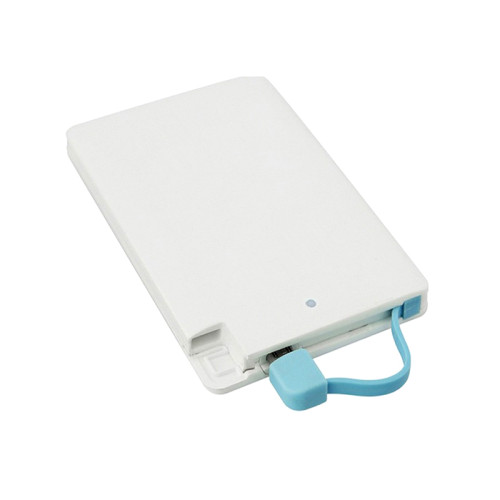 OEM Built-in Cable Credit Card Power Bank 2600mah for mobile charging