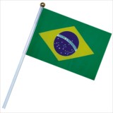 Brazil national flag with flagpole 14*21cm polyester double side Football racing hand flag