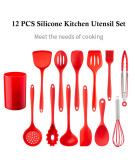 Wholesale 12 Packs Eco-friendly Kitchenware Durable Silicone Kitchen Cooking Utensil Set Tableware