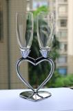 heart shape crystal champagne flutes wedding toasting drinking wine glasses